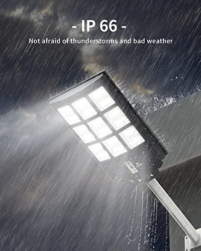 OKPRO Solar Street Lights Outdoor - 1000W Solar Parking Lot Lights, 7000K LED Solar Lights, Dusk to Dawn, Motion Sensor,IP66 Waterproof, Commercial Grade