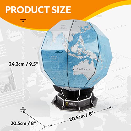 NATIONAL GEOGRAPHIC Scratchable Globe for Kids Learning - STEM Toys Earth Globe National Geographic 3D Puzzles for Kids Science Kit, Arts and Crafts for Kids Ages 8-12, Toys for Ages 8-13 Boys Girls