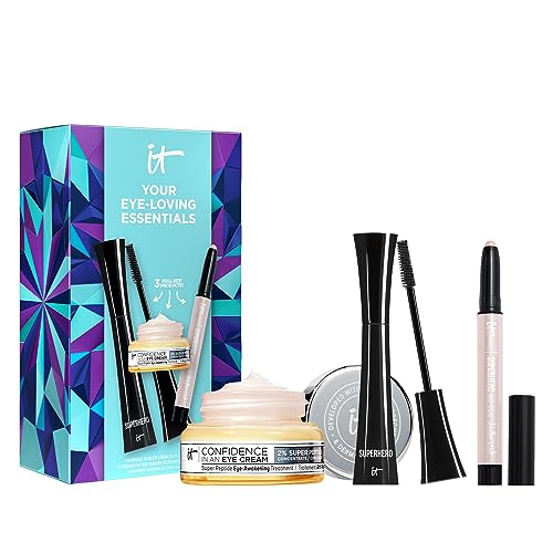 IT Cosmetics Your Eye-Loving Essentials Gift Set – 3-Piece Makeup + Skincare Kit – Includes Moisturizing Eye Cream, Brightening Eyeshadow Stick & Volumizing Black Mascara – Full Size Favorites