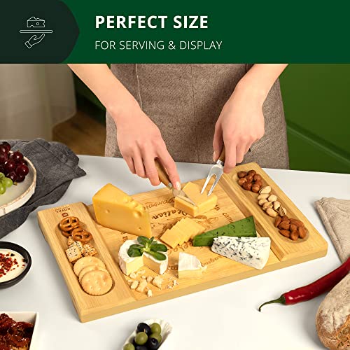 ROYAL CRAFT WOOD Charcuterie and Cheese Board - Large Bamboo Cheese Board - Serving Tray Platter - House Warming Gifts New Home - 15.5 x 10 inch