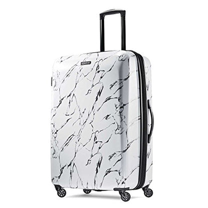 American Tourister Moonlight Hardside Expandable Luggage with Spinner Wheels, Marble, Checked-Large 28-Inch