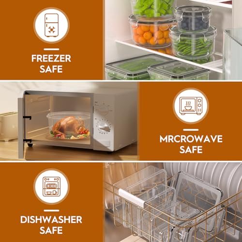 KEMETHY 40 Pcs Food Storage Containers with Lids Airtight (20 Containers & 20 Lids), Plastic Meal Prep Container for Pantry & Kitchen Organization, BPA-Free, Leak-Proof with Labels & Marker Pen