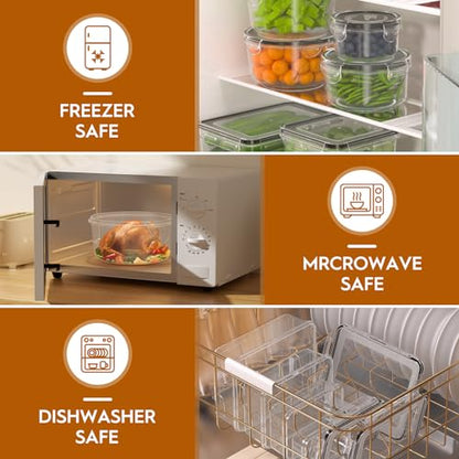 KEMETHY 40 Pcs Food Storage Containers with Lids Airtight (20 Containers & 20 Lids), Plastic Meal Prep Container for Pantry & Kitchen Organization, BPA-Free, Leak-Proof with Labels & Marker Pen