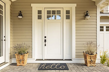 DII Hello Coir Fiber Doormat Non-Slip Durable Outdoor/Indoor, Pet Friendly, 18x30, Gray