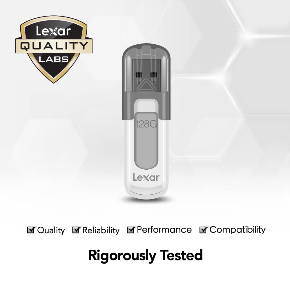Lexar 128GB JumpDrive V100 USB 3.0 Flash Drive for Storage Expansion and Backup, Gray (LJDV100-128ABNL)