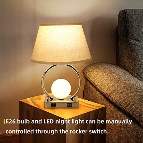 Eneru Bedside Lamps for Bedrooms Nightstand - Set of 2 with USB C Charging Ports and AC Outlet-End Table Lamp with Small Night Lamp Modern Office Lamps for Living Room for Bed Side Stand Read
