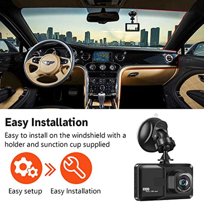 Dash Cam, Dash Camera for Car,3 Inch LCD Screen, 1080P Full HD Car Dashboard Recorder, 120° Wide Angle Dashcam, Gravity Sensor, WDR, Loop Recording, Motion Detection