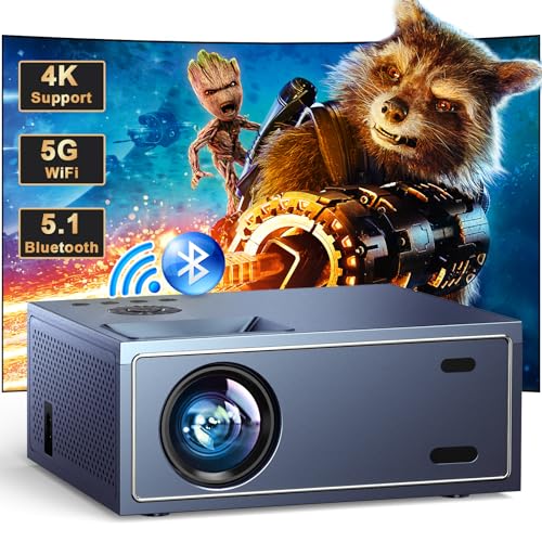 4K Support Projector with Wifi and Bluetooth, OWNKNEW Portable Mini Projectors for Outdoor Movies Use, Video Projector Compatible with TV Stick, Laptop, Smartphone, Xbox, PS5