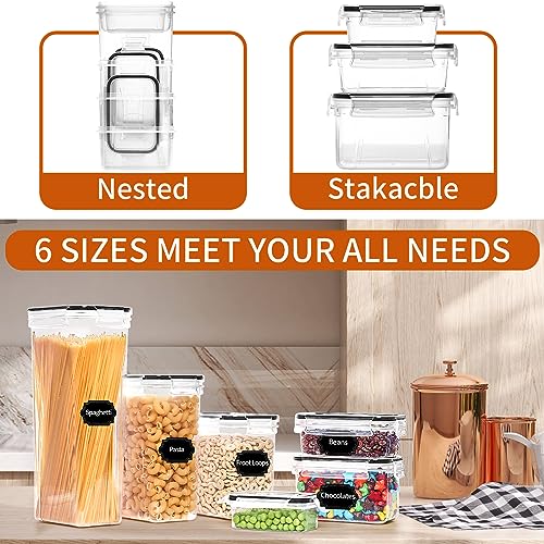 Skroam 36 Pack Airtight Food Storage Containers for Kitchen Pantry Organization and Storage, BPA Free, Plastic Kitchen Storage Containers with Lids for Flour, Sugar, and Cereal - Free Labels & Marker