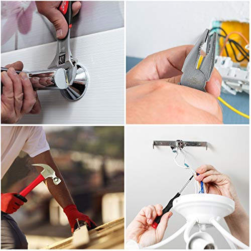 100 Piece Home Repair Tool Kit,EXCITED WORK General House Hand Tool Set with Plastic Storage Case- Socket Wrench Hammer