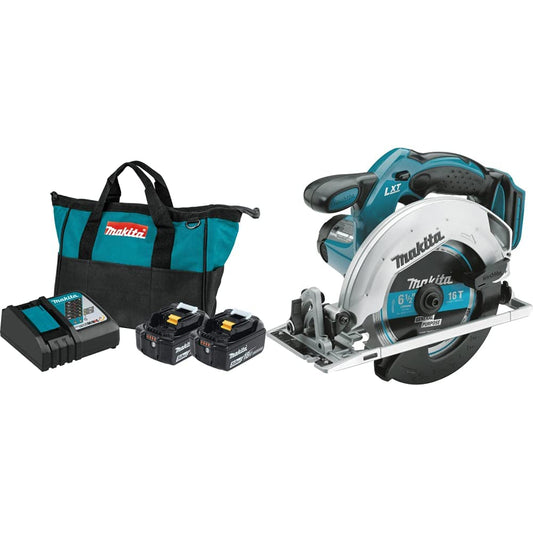 Makita BL1850BDC2 18V LXT Lithium-Ion Battery and Rapid Optimum Charger Starter Pack (5.0Ah) with XSS02Z 18V LXT Lithium-Ion Cordless 6-1/2" Circular Saw