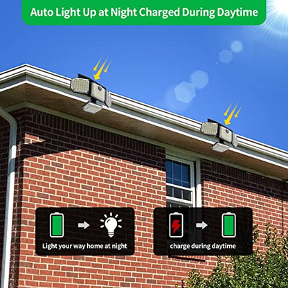 VORZU Solar Motion Lights Outdoor Flood Light 182 LEDs 3000 Lumens Solar Security Lights Motion Sensor with 3 Modes Dusk to Dawn Sensor Luminaires Waterproof or Garage Garden Yard Patio Porch 2 Pack