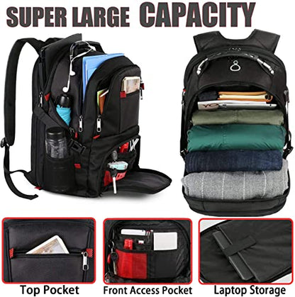 YOREPEK Travel Backpack, Extra Large 50L Laptop Backpacks for Men Women, Water Resistant College Backpack Airline Approved Business Work Bag with USB Charging Port Fits 17 Inch Computer, Black