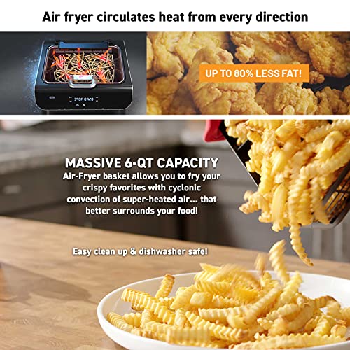 Gourmia Smokeless Indoor Grill & Air Fryer raclette grill with Smoke Extracting Technology Extra-Large Nonstick Cooking electric grill indoor Korean BBQ Style 6 Quart FoodStation™