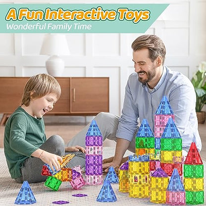 Magnetic Tiles Kids Games Toys for 3+ Year Old Boy and Girl Birthday Gifts, Magnet Blocks Building STEM Preschool Sensory Learning Montessori Autism Halloween Toys for Toddlers Kids Ages 3-5, 5-7, 4-8