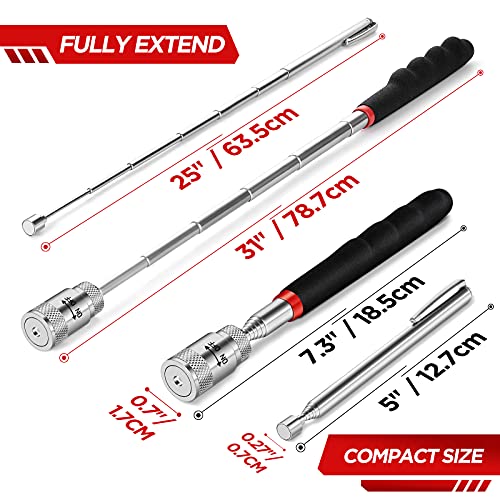 Stocking Stuffers for Men Adults, Gifts for Men, 2Pcs Magnetic Pickup Tools Cool Gadgets for Men, Christmas Gifts for Men, Dad, Him, Husband, Boyfriend, Unique Gifts for Men Who Have Everything