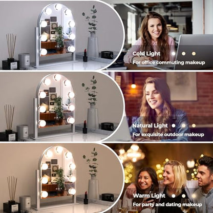 ZL ZELing Makeup Mirror with Lights,Vanity Mirror with Smart Touch Control,3 Color Modes, Dimmable Light,360° Rotation