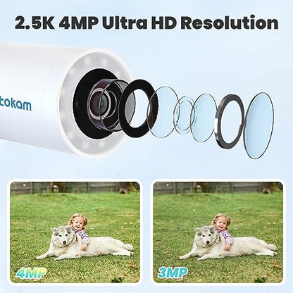 litokam 4MP Security Camera Outdoor, 2.5K Cameras for Home Security Outside with AI Motion Detection and Alarm, 2-Way Audio, Color Night Vision, Surveillance Camera 2.4GHZ WiFi, IP65