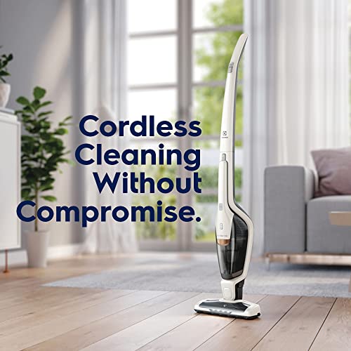 Electrolux Ergorapido Stick Cleaner Lightweight Cordless Vacuum with LED Nozzle Lights and Turbo Battery Power, for Carpets and Hard Floors, in, Satin White