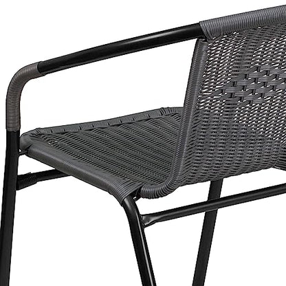 Flash Furniture Lila 4 Pack Gray Rattan Indoor-Outdoor Restaurant Stack Chair | Versatile and Stylish Seating