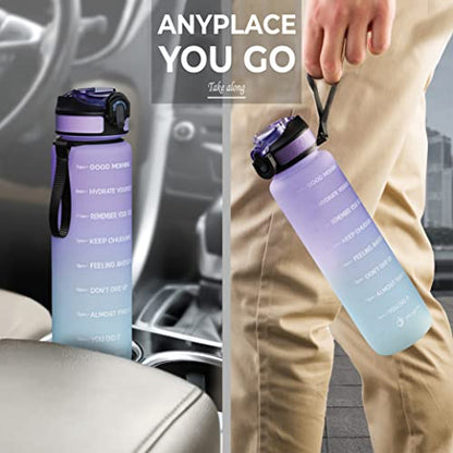 YOU GOT THIS LIVING Motivational Sports Water Bottle with Spout & Carry Handle, 32 oz/1L Water Bottle, One Hand Click Open, Achieve All-Day Hydration SpillProof,BPA FREE