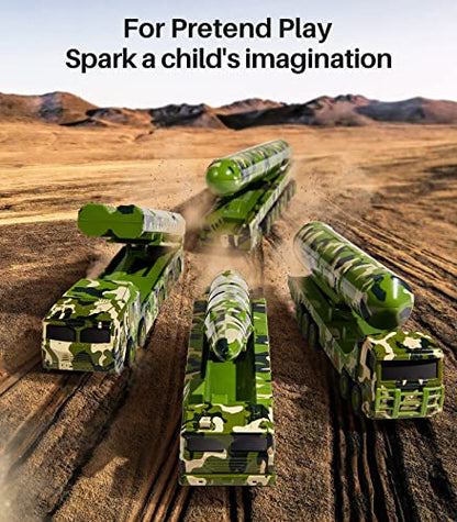 Geyiie Army Truck for Kids, Die Cast Military Toys Trucks Missile Launcher, Army Vehicles for Toddler Ages 3-8 Stocking Stuffers