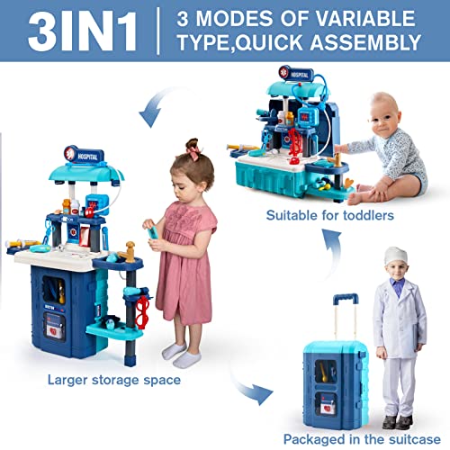 GEIYATOI Kids Toy Doctor Kit, Toddler Medical Set with Stethoscope and Medical Tools Toys for 3 4 5 6 Years Old Boys Girls, Doctor Pretend Play Toy Gifts for Christmas Birthday Party New Year