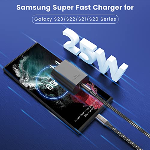 S23 S22 S21 Super Fast Charger Type C, EASDMN 25W PD/PPS USB C Fast Wall Charger Block & 10FT Super Long Fast Charging Cable for Samsung Galaxy S23/S22/S22 Ultra/S22+/S21/Plus/S20/Note 20/Z Fold 3/A53