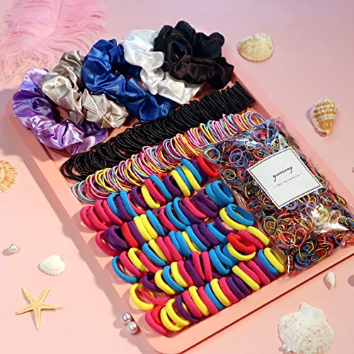 YANRONG Ponytail Holders and Scrunchies For Girls and Women, Traceless Elastic Ropes and Rubber Bands For Hair, Baby and Kids (2155PCS) Mix