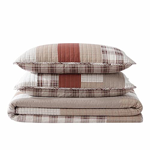 Eddie Bauer- King Quilt Set, Cotton Reversible Bedding Set, All Season Lodge Home Décor (Fairview Orange, King)