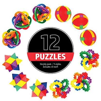 Neliblu Party Favors for Kids, 12 Pack (8.82 x 6.69 x 2.91) Fun Puzzle Balls - Goody Bag Fillers-Treasure Box Prizes for Classroom,Fidget Brain Teaser Puzzles Clear Instructional Videos Included