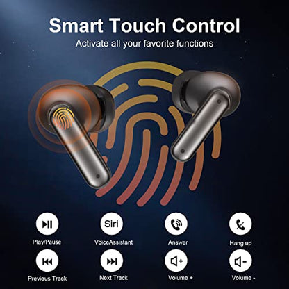 ZIUTY Wireless Earbuds, Bluetooth 5.3 Headphones 50H Playtime with LED Digital Display Charging Case, IPX5 Waterproof Earphones with Mic for Android iOS Cell Phone Computer Laptop Sports (Black)