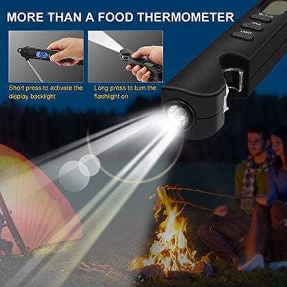 Famili Instant Read Meat Thermometer for Cooking and Grilling, Kitchen Gadgets, Ultra Fast Thermometer with Backlight, Magnet, Calibration, and Foldable Probe for Kitchen, Outdoor Grilling and BBQ