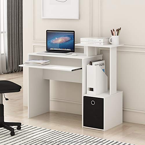 Furinno Econ Multipurpose Home Office Computer Writing Desk, White/Black