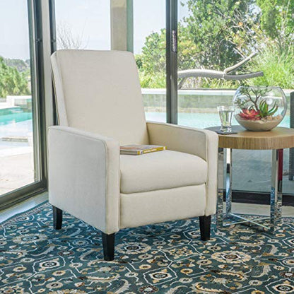 Christopher Knight Home Darvis Fabric Recliner, Beige, 31.5D x 25.6W x 39.98H in