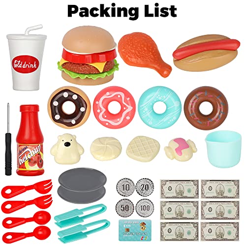 YWTC Junior Kids Maker Coffee Play Set and Donuts, for Girls and Boys Toddlers Real Mini Barista Shop With Cash Register for Kids