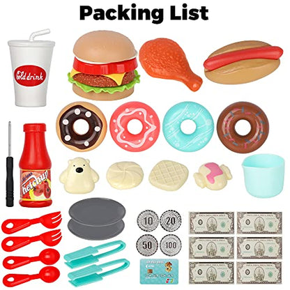 YWTC Junior Kids Maker Coffee Play Set and Donuts, for Girls and Boys Toddlers Real Mini Barista Shop With Cash Register for Kids