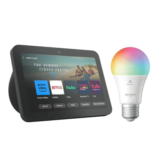 Echo Show 8 (3rd Gen, 2023 release) in Charcoal bundle with Sengled Smart Color Bulb