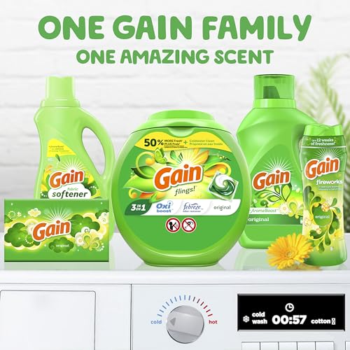 Gain flings Laundry Detergent Soap Pacs HE Compatible Long Lasting Scent, Original Scent, 76 Count