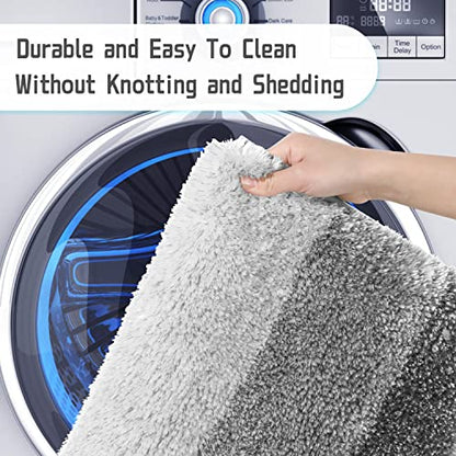Yimobra Bathroom Rugs Mat, Luxury Soft Comfortable Plush Absorbent Microfiber Bath Rugs, Extra Thick Non Slip Shaggy Shower Rug, Machine Wash, Bath Carpet for Bathroom Floor, Tub, 24"x17", Grey