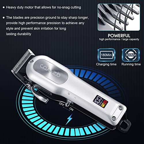 COMZIO Hair Clippers for Men, Cordless Barber Clippers Professional Hair Cutting Kit,Rechargeable Beard Trimmer, Home Haircut & Grooming Set with Large LED Display & High-Performance Electric Clippers