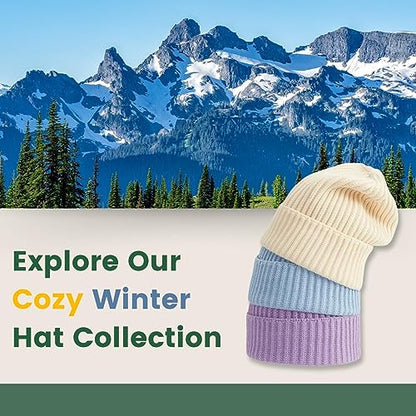 zowya Black Beanie for Women Men Watch Hat Winter Hat Cuffed Beanies Knit Skull Cap Warm Ski Hats