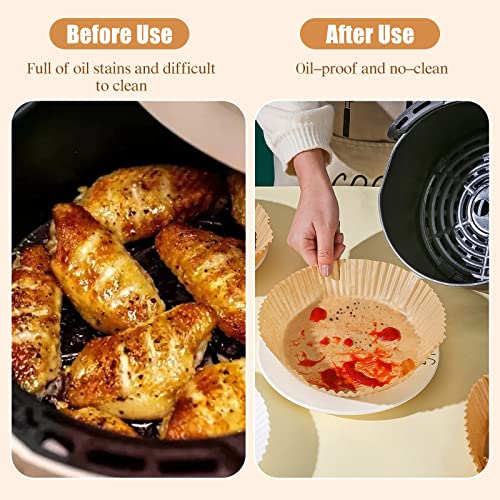Air Fryer Disposable Paper 100 Pcs 6.3inch Round Non-Stick Paper Prime Oil-proof Parchment Paper Cooking Paper for Fryers Basket Frying Pan Microwave Oven