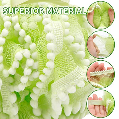 BCKENEY Bath Shower Sponge Soft Mesh Poufs Shower Loofah Ball Body Wash Scrubber Bath Sponge for Women and Men Soothing Face & Body Exfoliator (4Pcs 60G Luxury)