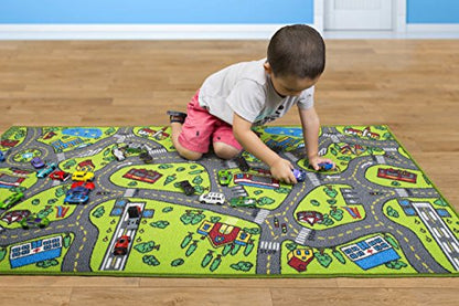 Kids Carpet Playmat Rug City Life Great for Playing with Cars and Toys - Play Learn and Have Fun Safely - Kids Baby Children Educational Road Traffic Play Mat for Bedroom Play Room Game Safe Area