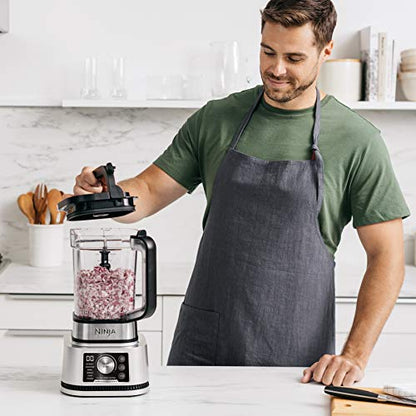Ninja SS351 Foodi Power Blender & Processor System 1400 WP Smoothie Bowl Maker & Nutrient Extractor* 6 Functions for Bowls, Spreads, Dough & More, smartTORQUE, 72-oz.** Pitcher & To-Go Cups, Silver