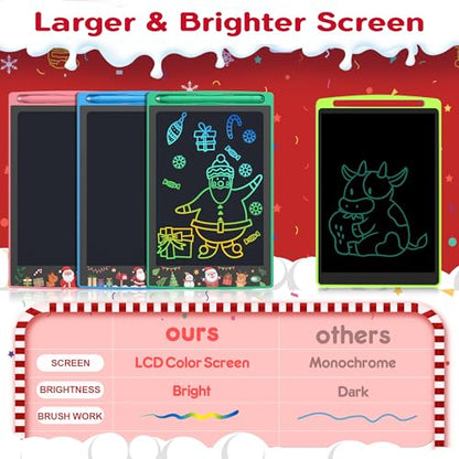 FLUESTON Toys LCD Writing Tablet Toddler,Toys for Boys Girls 3 4 5 6 7 8year,8.8 Inch 3pcs in 1 Pack Drawing Pad Toy Christmas Birthday Gifts for Kids,Drawing Tablet Doodle Board Cute Christmas Theme
