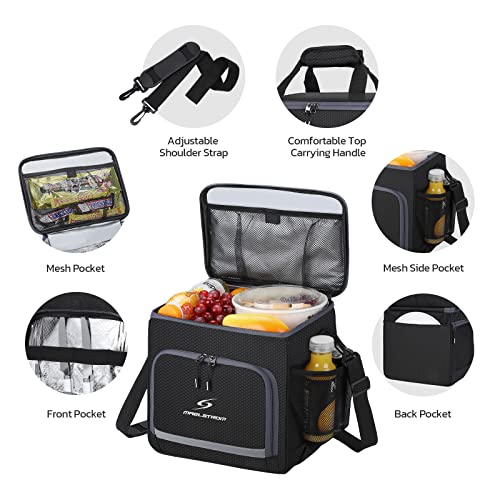 Maelstrom Lunch Box for Men,Insulated Lunch Bag Women/Men,Leakproof Lunch Cooler Bag,Lunch Tote Bag for Work,Small,Black