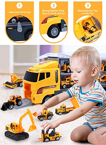 ALOTJOY Toys for Boys,25 Pcs Engineering Die-cast Construction Car Toddler Toys for 3 Year Old Boys Vehicles Gifts Kids Toys for Age 3 4 5 6 7 Year Old Boys