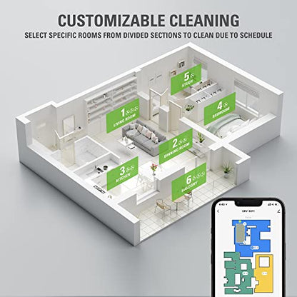 Greenworks Robot Vacuum GRV-3011, Intelligent LDS Laser Navigation, Automatic Path Planning，2000Pa Powerful Suction，Auto Dust Collection, for Pet Hair, Hard Floor, Carpet